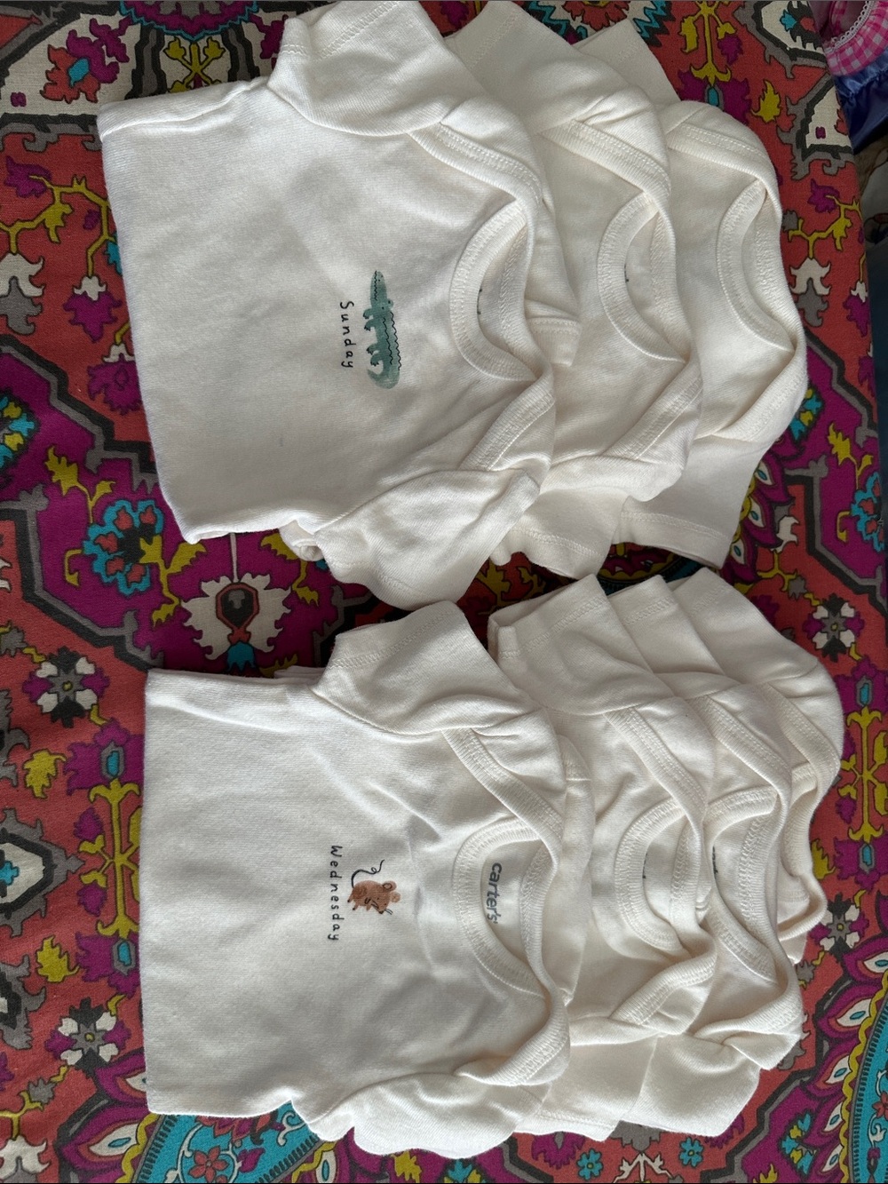 7 pc Carters Day of the Week Animal Bodysuits (NB)